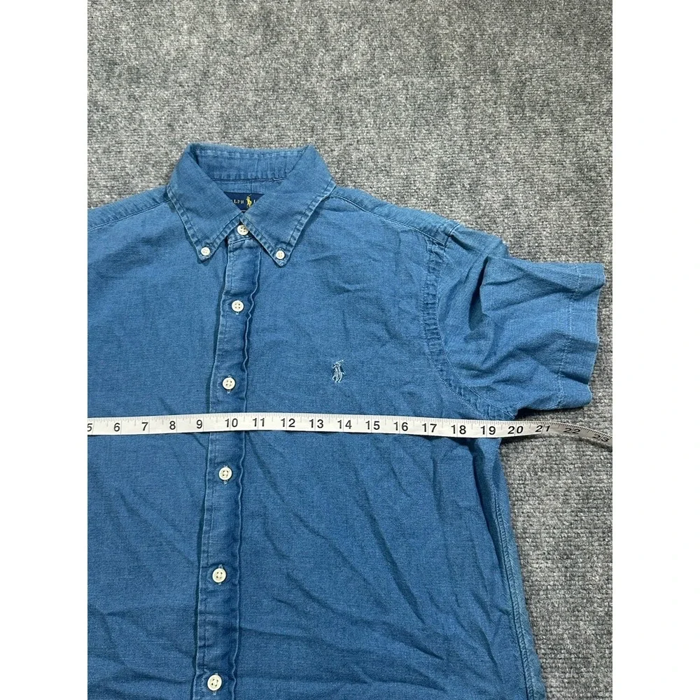 Polo Ralph Lauren Men's S Blue Button Down Indigo Oxford Preppy Button Shirt S/S